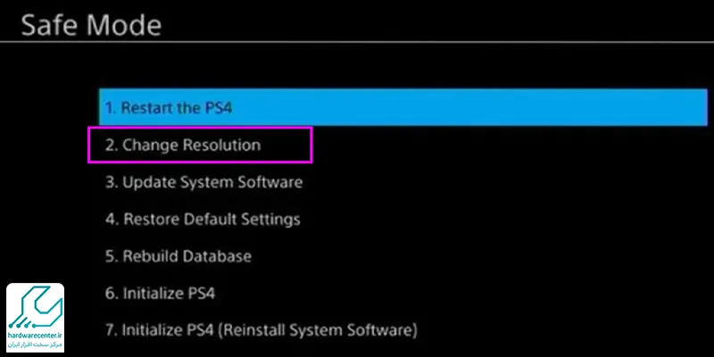 ورود به Safe Mode پلی استیشن و تغییر رزولوشن